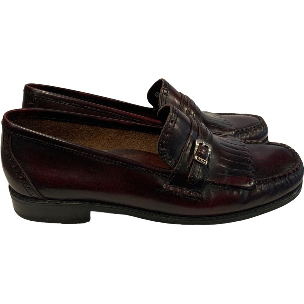 Bass Weejuns Harper Burgundy Fringe Loafers Size 6.5